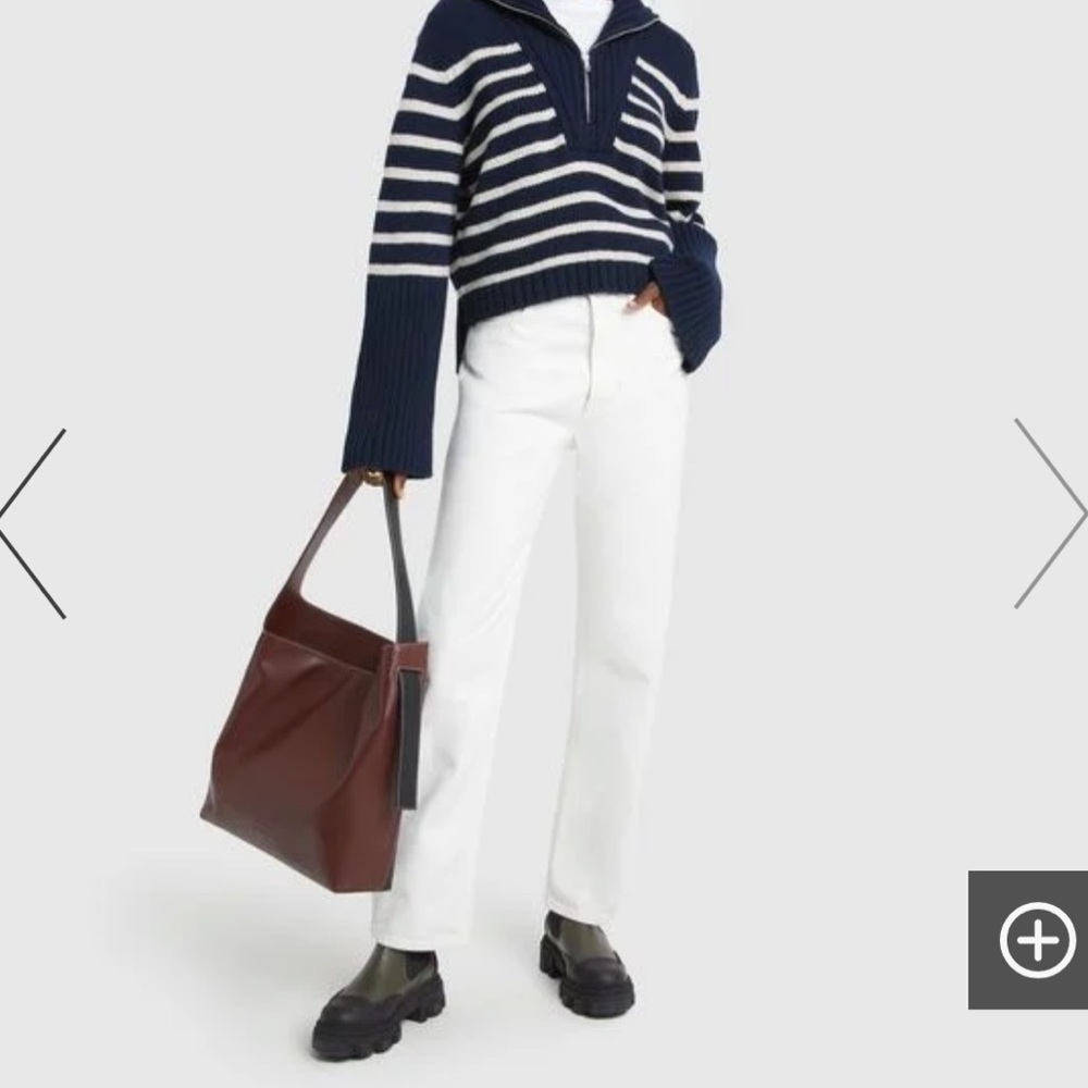 High Rise Straight Leg White Jeans